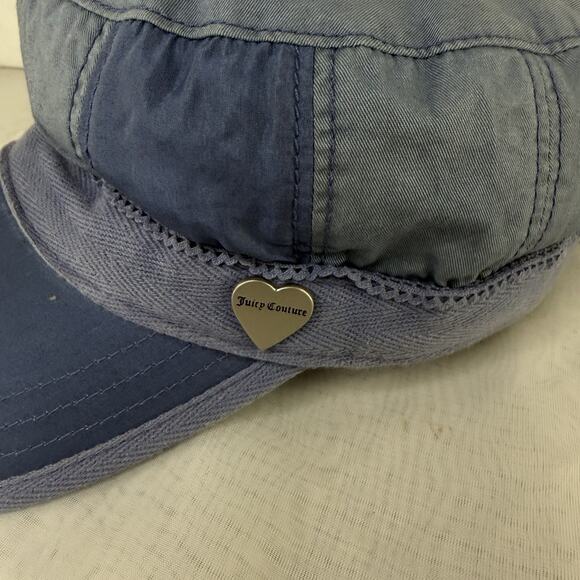 Vintage Juicy Couture Cadet Style Flat Cap Blue 100% Cotton - Picture 2 of 11
